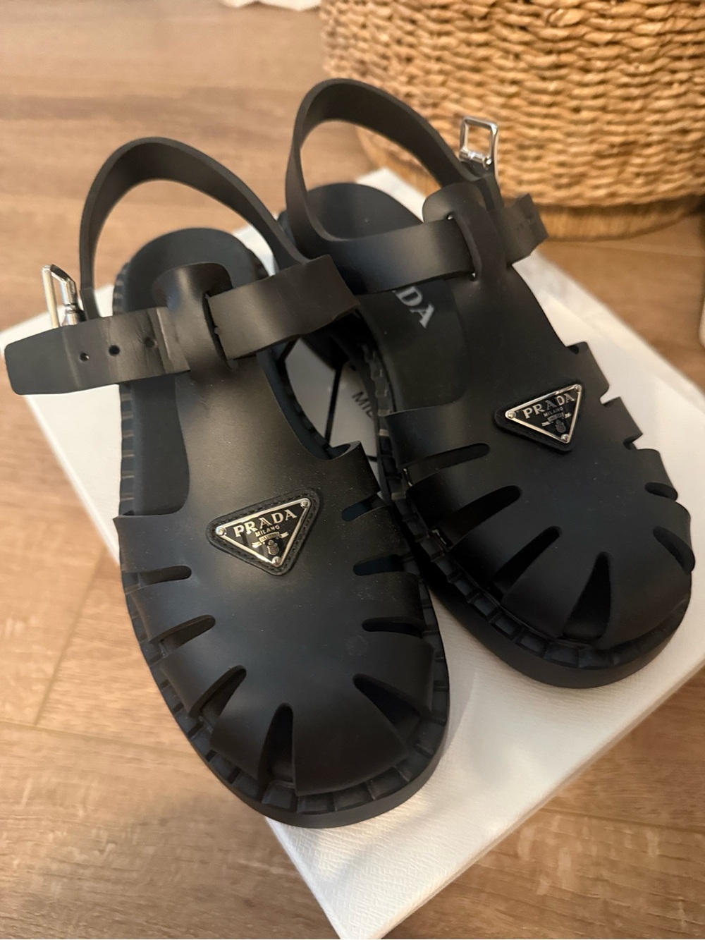 Prada Black Jelly Fisherman Sandals - Picture 2 of 5